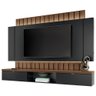 Painel para Tv 70 Pol Ripado com Bancada Suspensa Luzzi B01 Preto Castanho - Lyam Decor - 1
