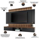 Ver imagem 3 de Painel para TV 70 pol Ripado com Bancada Suspensa Luzzi B01 Preto Castanho - Lyam Decor