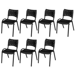 Cadeira Iso Base Preto Igreja, Escola, Escritório - Preto Kit 7 Peças - 2