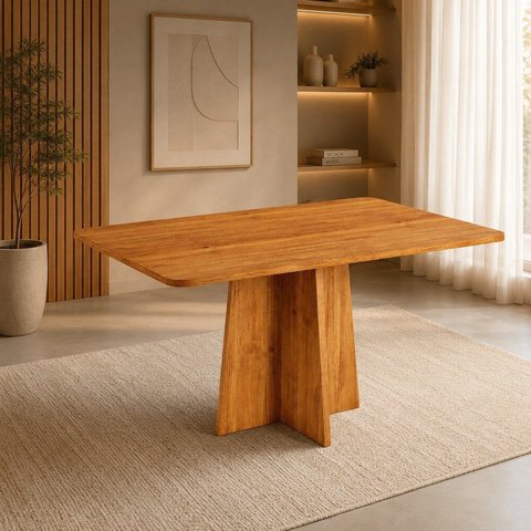 Mesa de Jantar 6 Lugares Retangular Aires MDF Mel