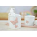 Ver imagem 7 de Kit Higiene Bebê Porcelana Borboleta Menina Rosê Quarto Bancada Banho Cuidados Recém Nascido K110