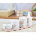 Ver imagem 5 de Kit Higiene Bebê Porcelana Borboleta Menina Rosê Quarto Bancada Banho Cuidados Recém Nascido K110