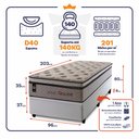 Ver imagem 2 de Conjunto Box Baú Solteirão Liverpool Branco 96x203x80 c/ Molas Ensacadas