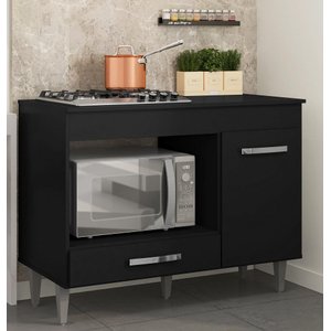 Balcão Armário para Forno e Cooktop Carla Preto Fosco Ajl