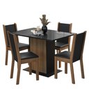 Ver imagem 1 de Conjunto Sala de Jantar Mesa Tampo de Vidro 4 Cadeiras Preto Rustic Martina Madesa