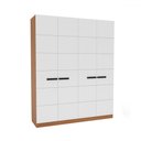 Ver imagem 2 de Guarda-roupa Casal Lisboa 4 Portas 4 Gavetas Freijó/branco - Politorno