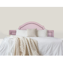 Ver imagem 1 de Cabeceira Casal Curva Luxo Estofada 140x60 - Corino Rosa - Tachas Fume