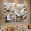 Ver imagem 2 de Quadro Decorativo Flores Dourado Elegante Sala Quarto 130x90