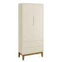 Ver imagem 2 de Jogo de Quarto Infantil Guarda Roupa 2 Portas e Cômoda 3 Gavetas Classic Areia Fosco com Pés