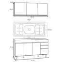 Ver imagem 3 de Armário Líbia e Balcão com Pia Inox 150cm Tunísia L03 Castanho/cinza - Mpozenato