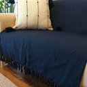 Ver imagem 1 de Manta Decorativa Sofá Grande Algodão Azul Marinho 1,80 X 2,50