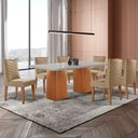 Ver imagem 1 de Mesa de Jantar Eloise 180cm Tampo Mdf Vidro com 6 Cadeiras Safira
