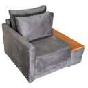 Ver imagem 2 de Poltrona Cama | Tampo Lateral | Tecido Suede | Medida 100cm | Chumbo