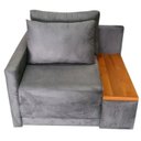 Ver imagem 1 de Poltrona Cama | Tampo Lateral | Tecido Suede | Medida 100cm | Chumbo