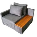 Ver imagem 3 de Poltrona Cama | Tampo Lateral | Tecido Suede | Medida 100cm | Chumbo