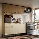 Ver imagem 1 de Armário de Cozinha Completo 10 Portas e 1 Gaveta com Vidro Dora Carvalho e Off White