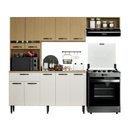 Ver imagem 2 de Armário de Cozinha Completo 10 Portas e 1 Gaveta com Vidro Dora Carvalho e Off White