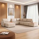 Ver imagem 1 de Sofá de Canto Modulado 291cm - 312cm 6 Lugares France Linho Off White - Sallar Home