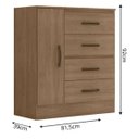 Ver imagem 2 de Cômoda Toledo Carvalho Oak 4 Gavetas 1 Porta 81cm Quarto Sapateira Mdp