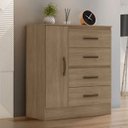 Ver imagem 4 de Cômoda Toledo Carvalho Oak 4 Gavetas 1 Porta 81cm Quarto Sapateira Mdp