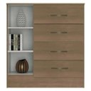 Ver imagem 3 de Cômoda Toledo Carvalho Oak 4 Gavetas 1 Porta 81cm Quarto Sapateira Mdp