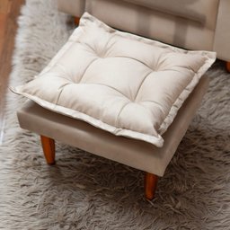 Poltrona Amamentação e Puff Ariel Suede Bege Pés Palito Bnn Decor - 3