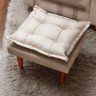 Poltrona Amamentação e Puff Ariel Suede Bege Pés Palito Bnn Decor - 3