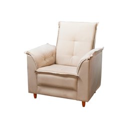 Poltrona Amamentação e Puff Ariel Suede Bege Pés Palito Bnn Decor - 5