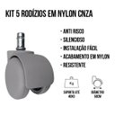 Ver imagem 6 de Kit C/ 5 Rodízio Cinza Nylon