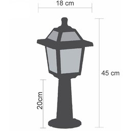 6 Balizadores de Jardim Pretos 45x18cm Luminárias de Chão Externas Ravena Dital Clássico - 3