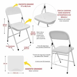 Conjunto Mesa C/ 2 Cadeiras Dobraveis Açomix Cor:branco - 9