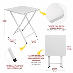 Conjunto Mesa C/ 2 Cadeiras Dobraveis Açomix Cor:branco - 10