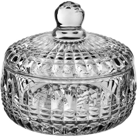 Potiche Decorativo de Cristal Transparente 12x14x14cm Tampa Enfeite Sala Mesa