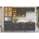Ver imagem 1 de Cozinha Completa Burguesa Premium 5 Peças (2 Armários + 2 Balcões + 1 Paneleiro) C6p56 Freijo/