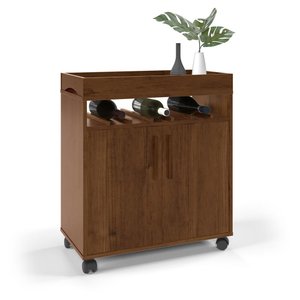 Aparador Café Drink Plus Adega com Rodízios Canela Ofertamo