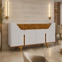 Ver imagem 4 de Aparador Buffet para Sala de Jantar 4 Portas 2 Gavetas Ripadas 180cm Volga B02 Off White Naturalle