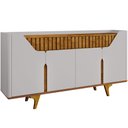 Ver imagem 7 de Aparador Buffet para Sala de Jantar 4 Portas 2 Gavetas Ripadas 180cm Volga B02 Off White Naturalle