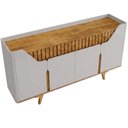 Ver mais imagens de Aparador Buffet para Sala de Jantar 4 Portas 2 Gavetas Ripadas 180cm Volga B02 Off White Naturalle