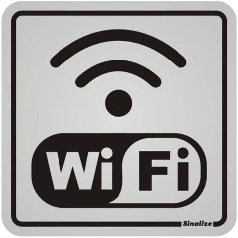 Placa de Alumínio Auto-adesiva 12x12cm Wi-fi - 900 Ak - Sinalize Placa 12x12 (wi-fi) Sinalize 900ak