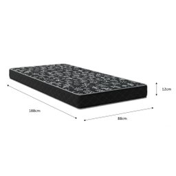 Colchão Solteiro Aloa 88 Espuma D20 - Tampo Preto 12cm - 2
