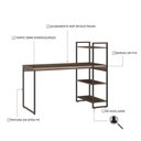 Ver imagem 3 de Mesa C-estante Alta 135x64x115cm C-03 Prateleiras Nogal - Est.preta Nogal - Est.preta