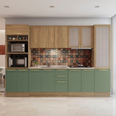 Armário de Cozinha Modulada Completa 07 Peças 3,20m Botanic Kappesberg