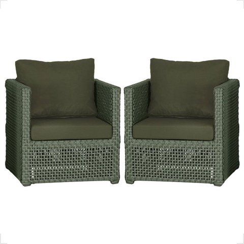 2 Poltronas Madri Alumínio Corda Náutica Estofado 13 Trama Original