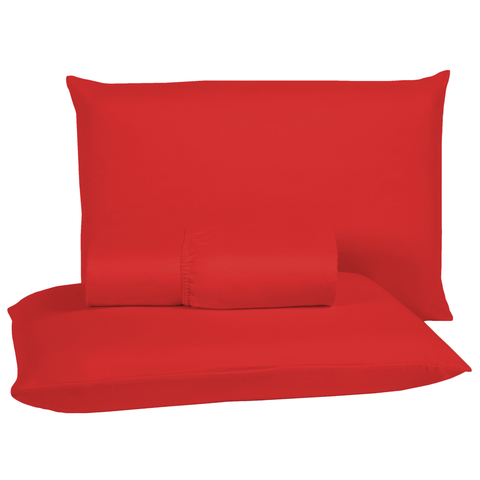 Roupa de Cama King Size 400 Fios 3 Peças Hotel Pousada Macio Acetinado:vermelho