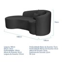 Ver imagem 3 de Recamier Curvo Orgânico 180cm 3 Lugares Lado Esquerdo para Sala de Estar Linho Londres Preto