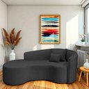 Ver imagem 1 de Recamier Curvo Orgânico 180cm 3 Lugares Lado Esquerdo para Sala de Estar Linho Londres Preto