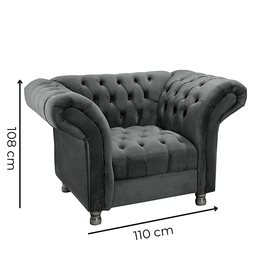 Conjunto Sofá 02 Poltronas Chesterfield Conde D'el Via Encanto Veludo Verde - 5