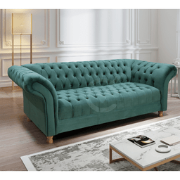 Conjunto Sofá 02 Poltronas Chesterfield Conde D'el Via Encanto Veludo Verde - 4
