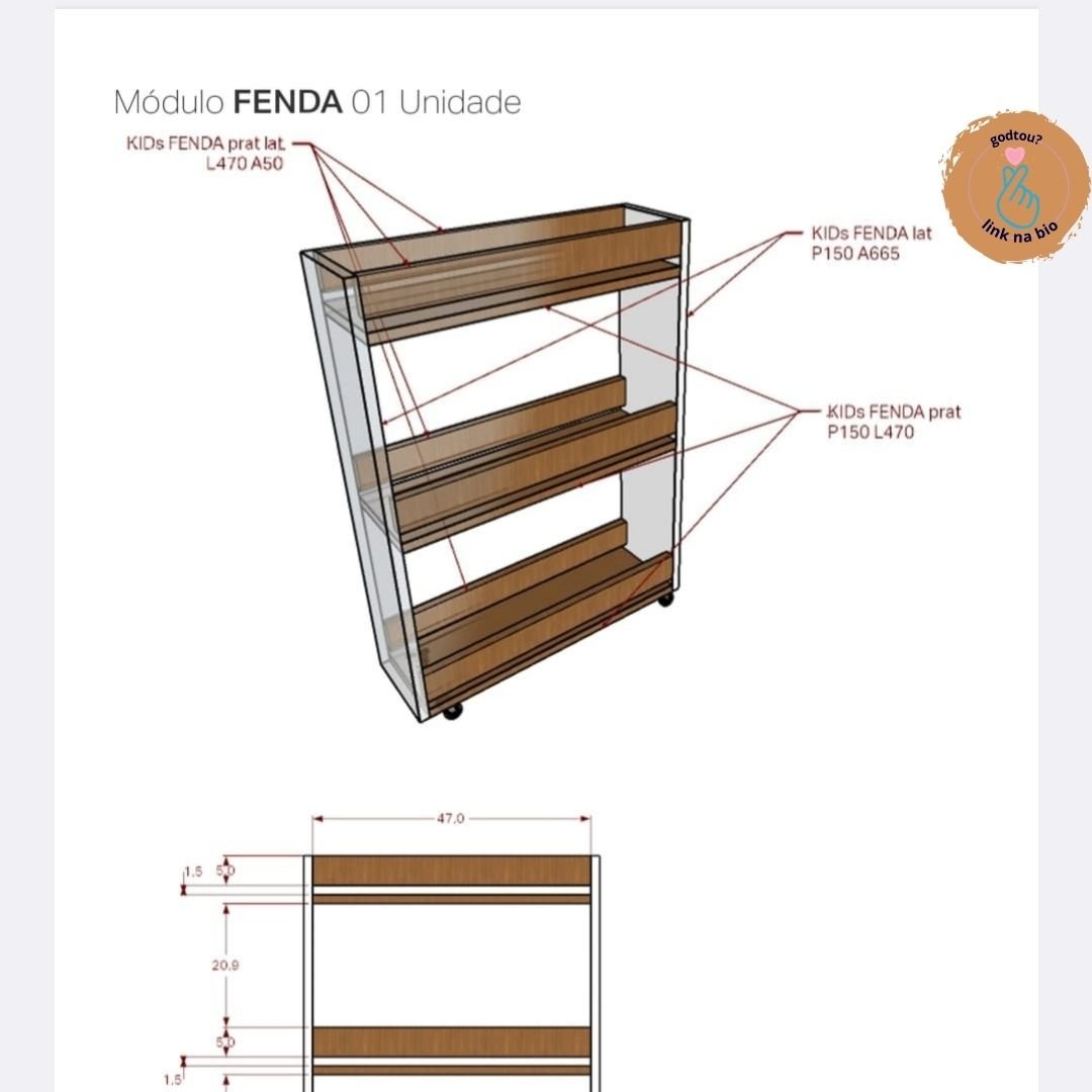 Carrinho Organizador Cozinha Porta Temperos 3 Prateleiras Branco ou Amadeirado - 6