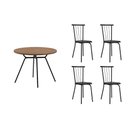 Ver imagem 1 de Conjunto: Mesa Sala Jantar 1588 Aço 100cm + 4 Cadeiras 154 Preto/Freijo - Corano Preto - Carraro